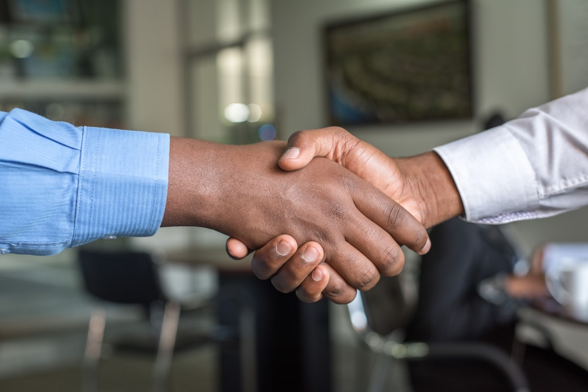 Professional handshake in office